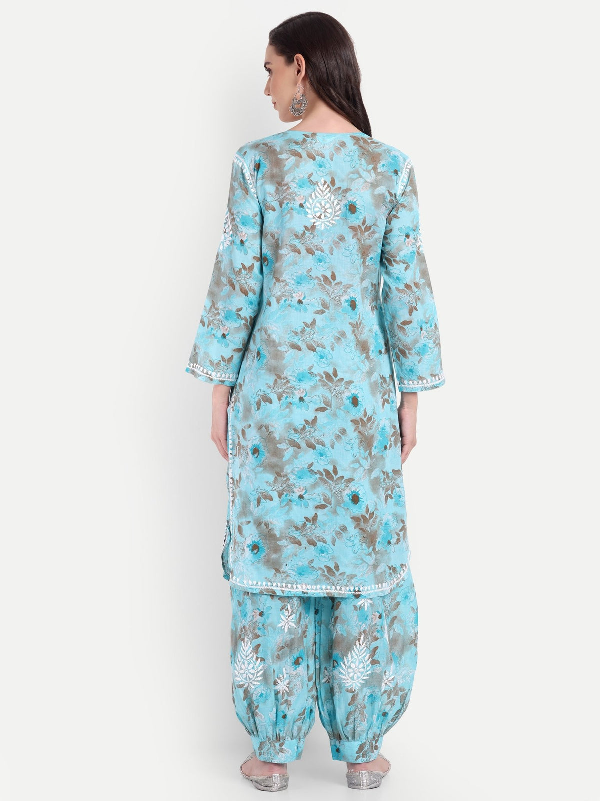 Lucknow Chikankari Hand Embroidered Co ord Set Salwar Suit Set MulMul Cotton - Indiankala4u