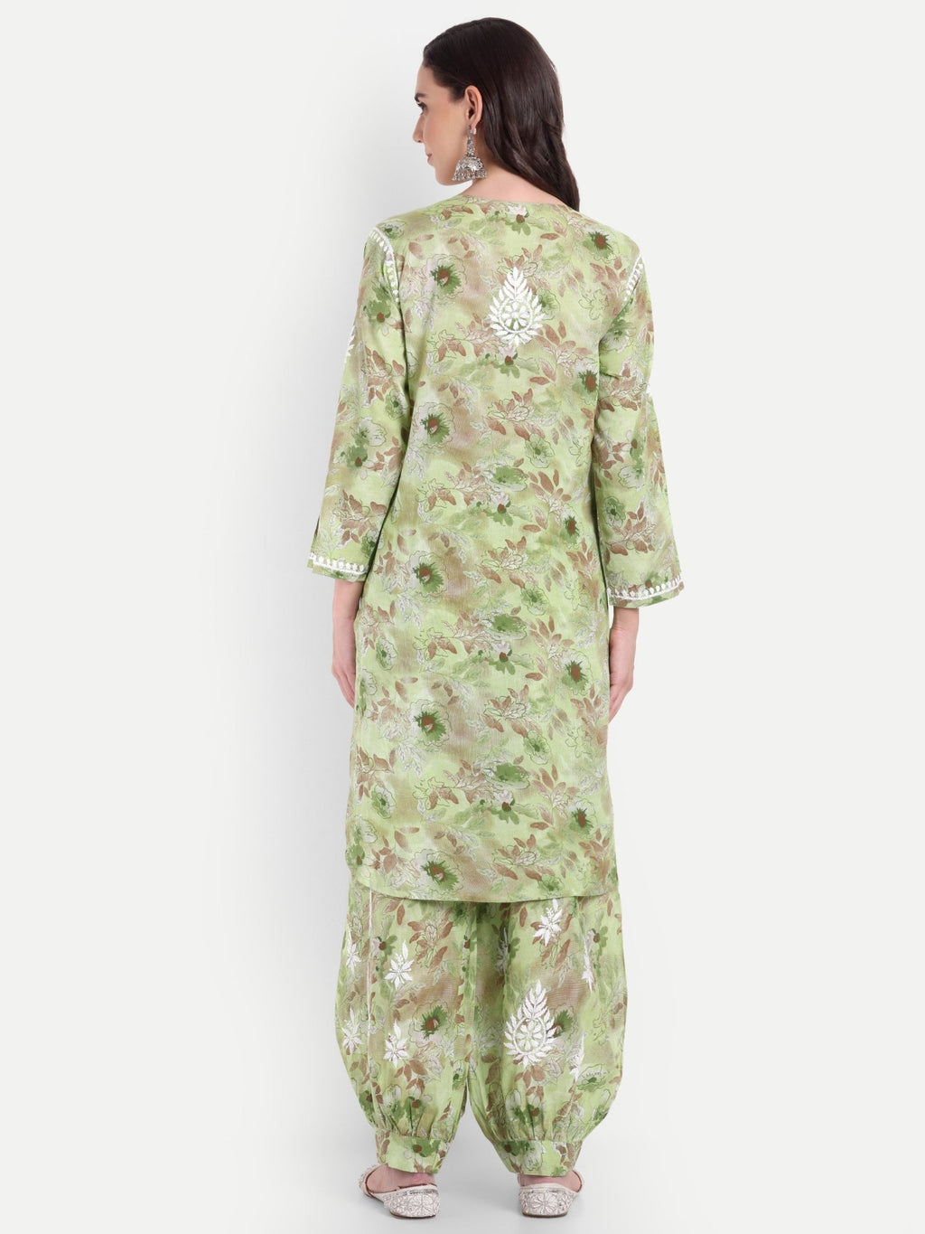 Lucknow Chikankari Hand Embroidered Co ord Set Salwar Suit Set MulMul Cotton - Indiankala4u