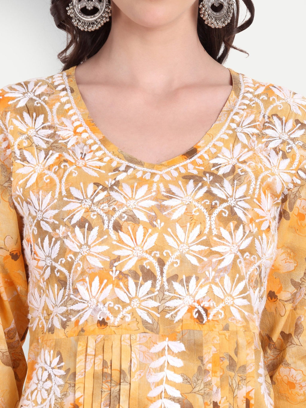 Lucknow Chikankari Hand Embroidered Co ord Set Salwar Suit Set MulMul Cotton - Indiankala4u