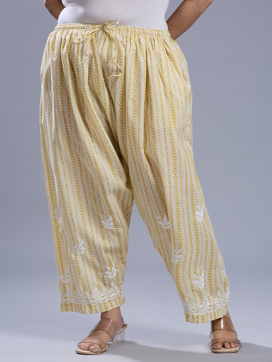 Lucknow Chikankari Hand Embroidered Curvy Co - Ord Set Cotton Blend - Indiankala4u