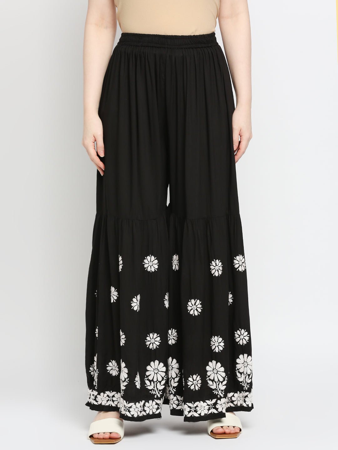 Lucknow Chikankari Hand Embroidered Kurta and Palazzo Set Modal Cotton - Indiankala4u