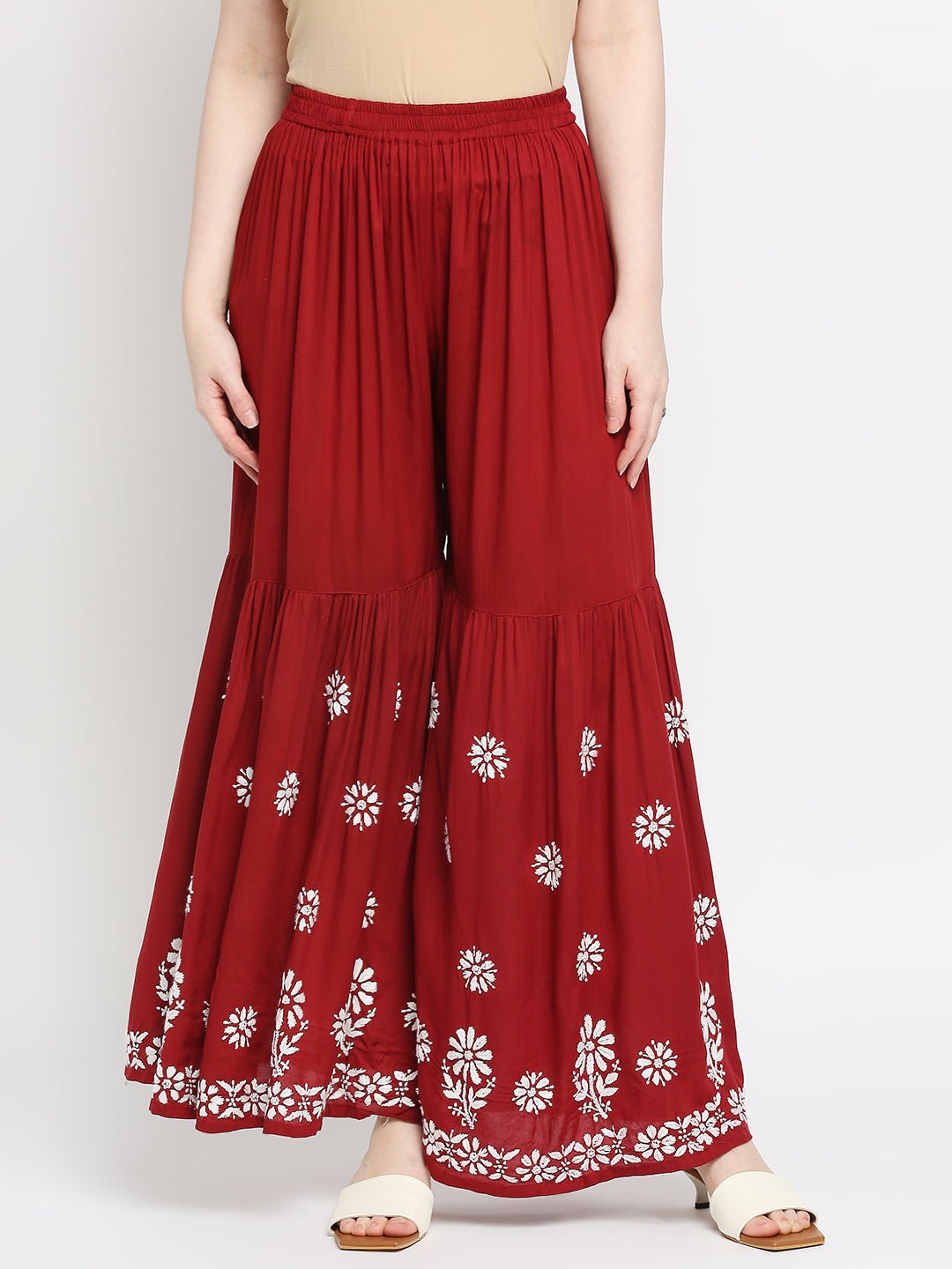 Lucknow Chikankari Hand Embroidered Kurta and Palazzo Set Modal Cotton - Indiankala4u