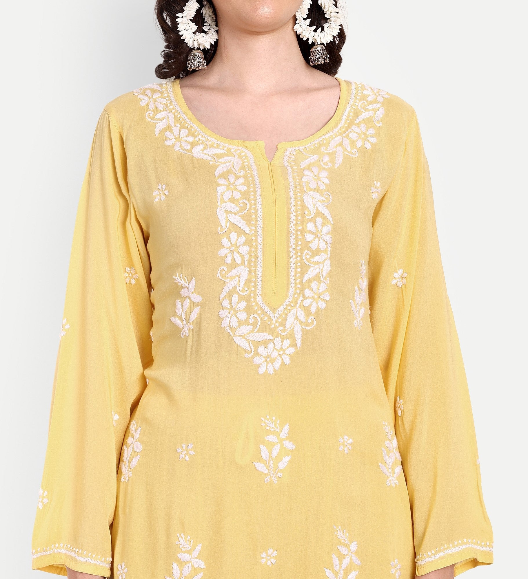 Lucknow Chikankari Hand Embroidered Kurta and Palazzo Set Modal Cotton - Indiankala4u