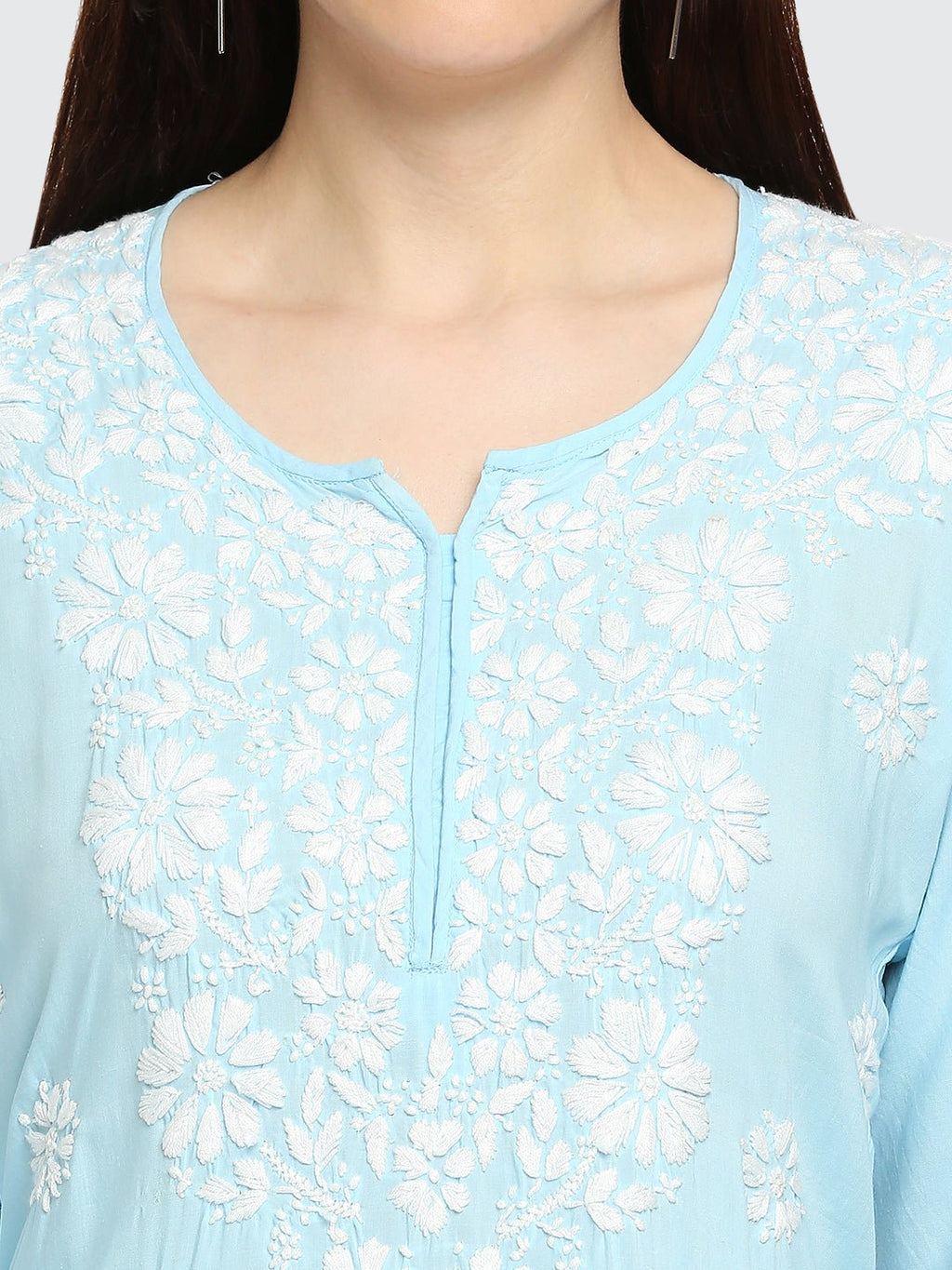 Lucknow Chikankari Hand Embroidered Kurta and Palazzo Set Modal Cotton - Indiankala4u