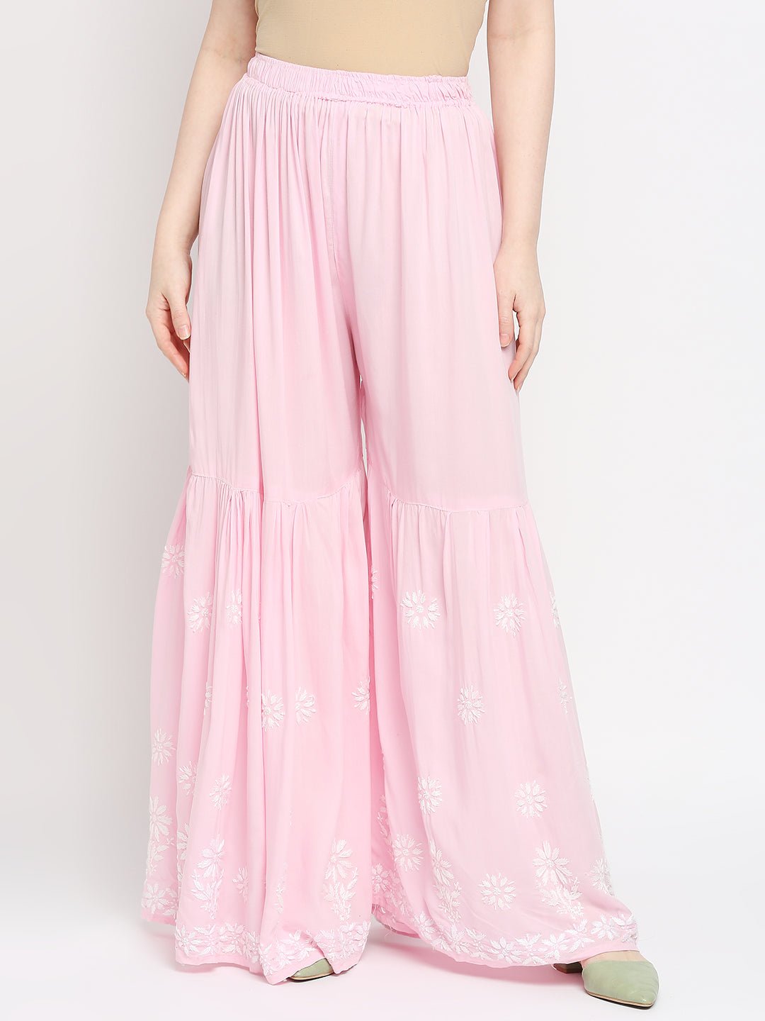 Lucknow Chikankari Hand Embroidered Kurta and Palazzo Set Modal Cotton - Indiankala4u