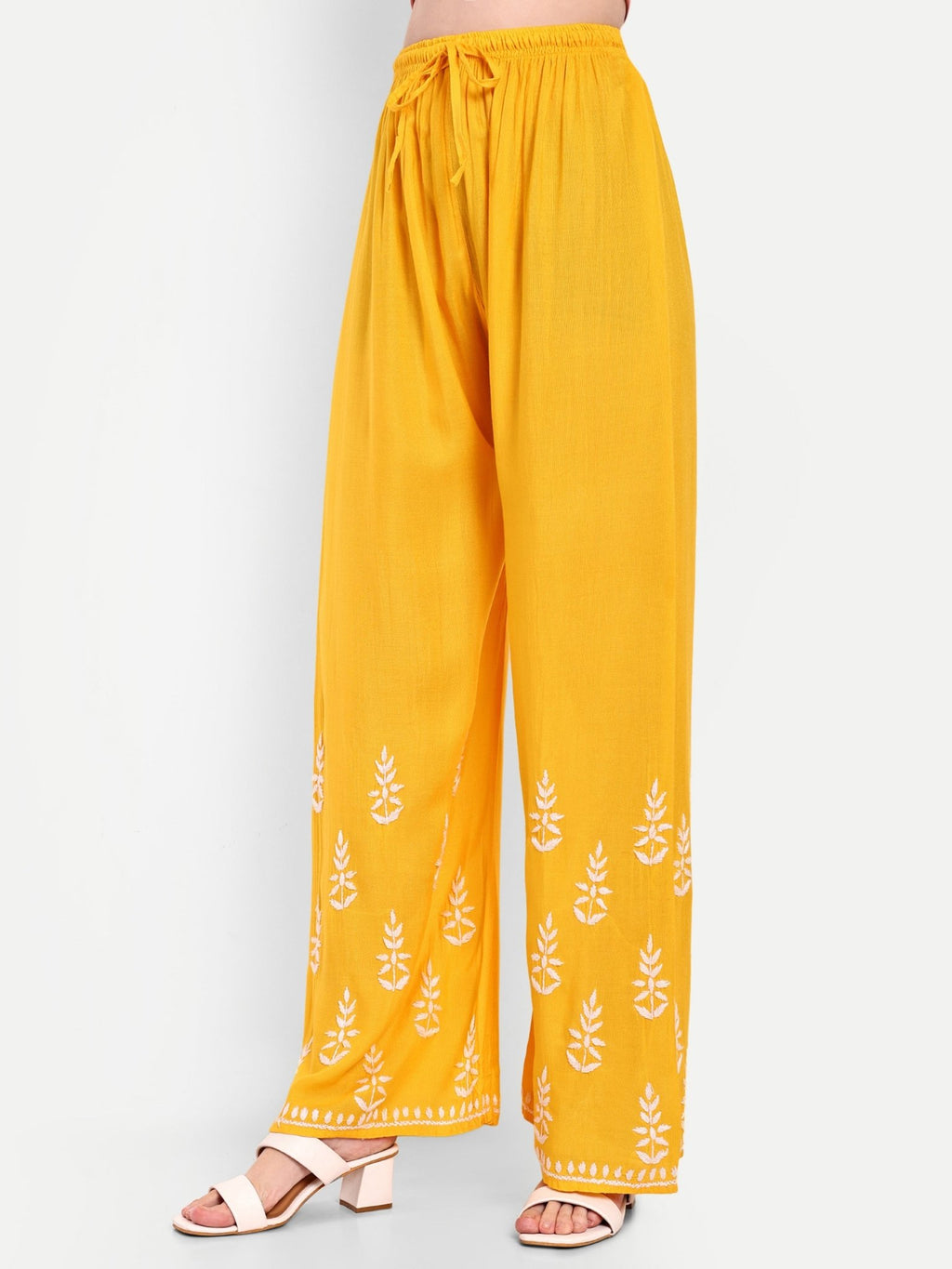 Lucknow Chikankari Hand Embroidered Kurta and Palazzo Set Rayon - Indiankala4u