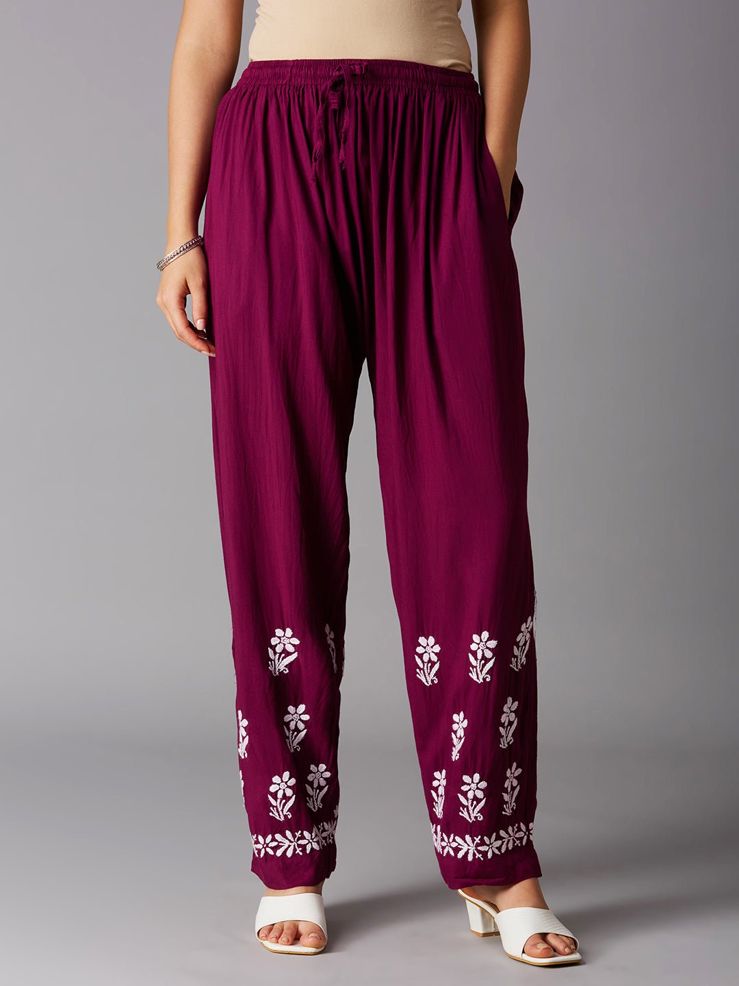 Lucknow Chikankari Hand Embroidered Kurta and Palazzo Set Rayon - Indiankala4u