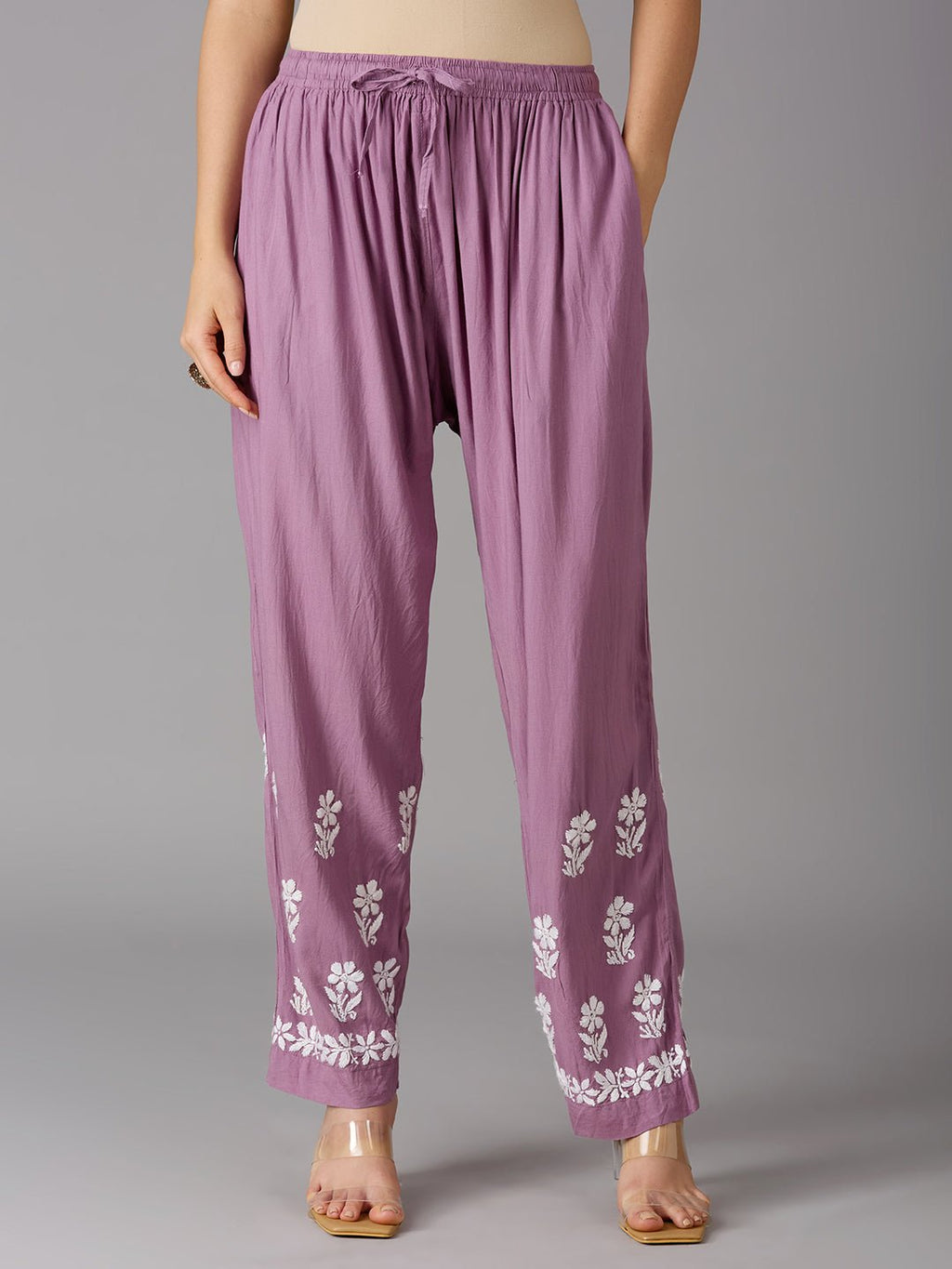 Lucknow Chikankari Hand Embroidered Kurta and Palazzo Set Rayon - Indiankala4u