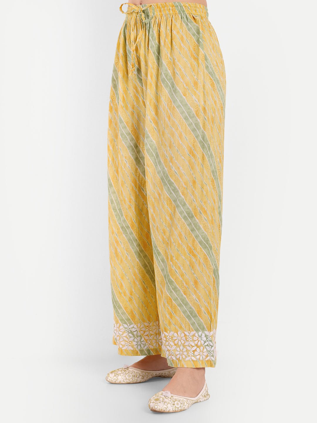 Lucknow Chikankari Hand Embroidered Kurta and Palazzo Set Rayon Slub - Indiankala4u