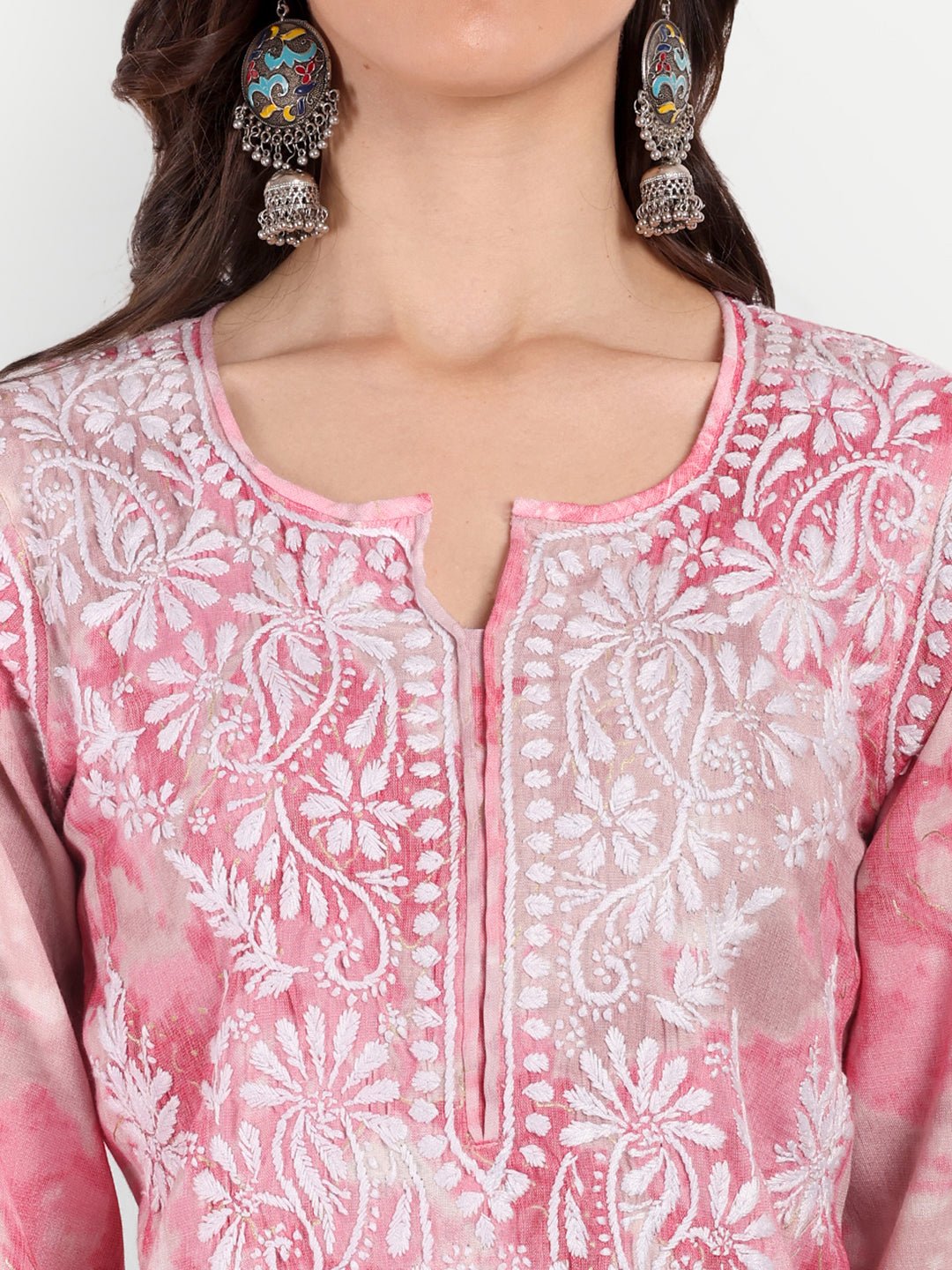 Lucknow Chikankari Hand Embroidered Kurta and Palazzo Set Rayon Slub - Indiankala4u