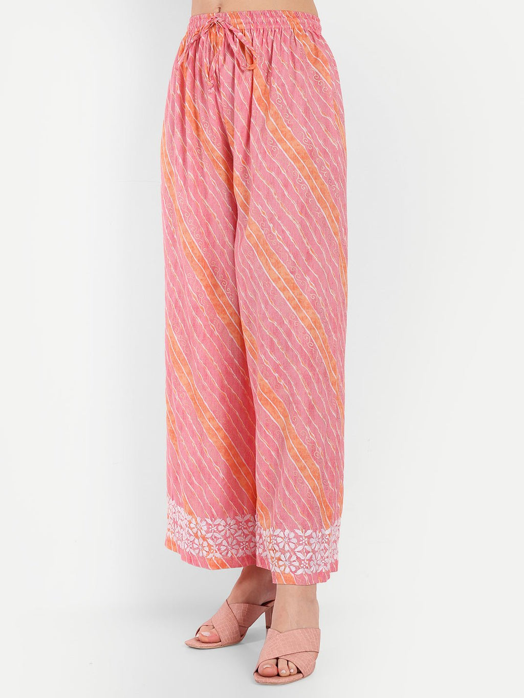 Lucknow Chikankari Hand Embroidered Kurta and Palazzo Set Rayon Slub - Indiankala4u