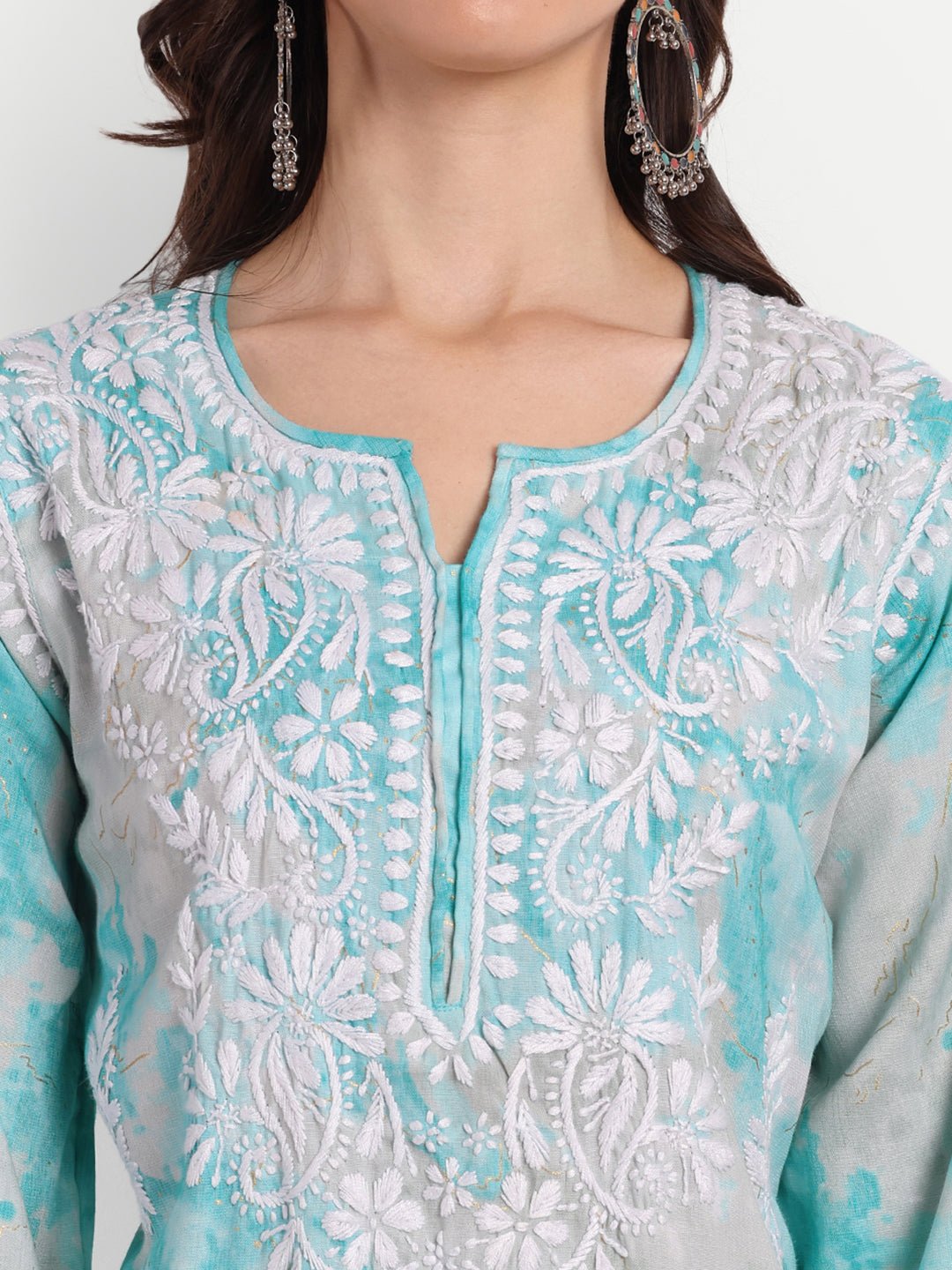 Lucknow Chikankari Hand Embroidered Kurta and Palazzo Set Rayon Slub - Indiankala4u