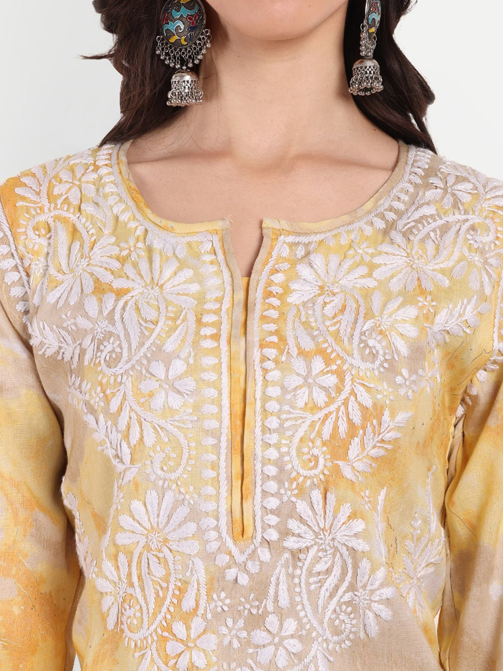 Lucknow Chikankari Hand Embroidered Kurta and Palazzo Set Rayon Slub - Indiankala4u