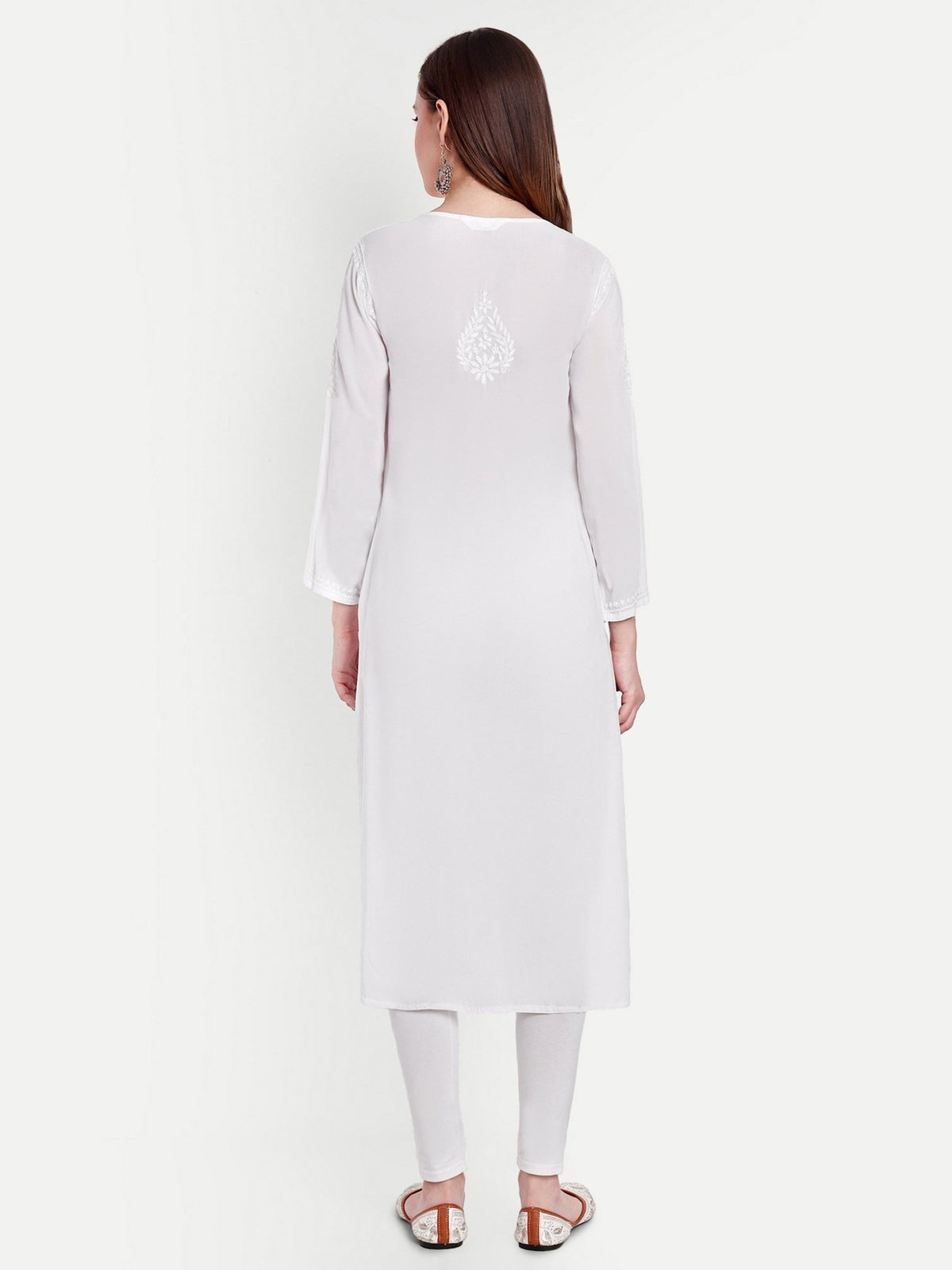 Lucknow Chikankari Hand Embroidered Kurta Modal Cotton - Indiankala4u
