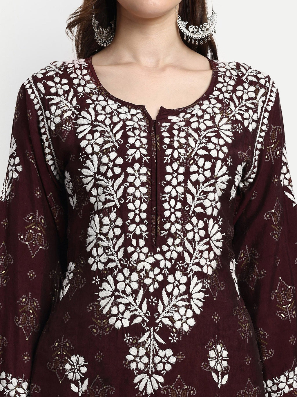 Lucknow Chikankari Hand Embroidered Kurta Muslin - Indiankala4u