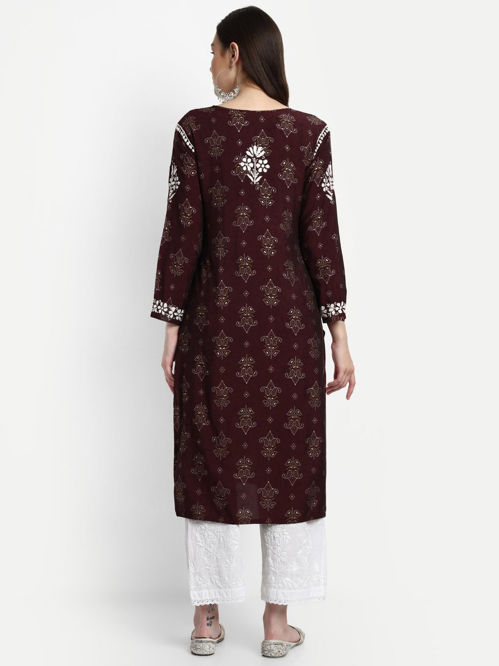 Lucknow Chikankari Hand Embroidered Kurta Muslin - Indiankala4u