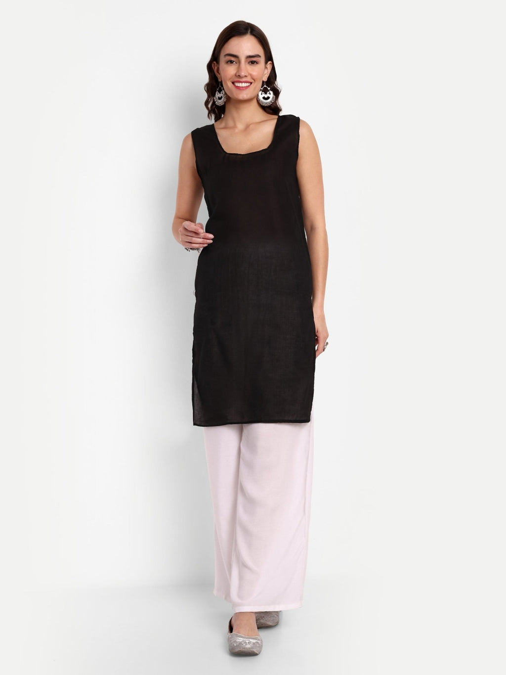 Lucknow Chikankari Hand Embroidered Kurta with Matching Inner, Georgette - Indiankala4u