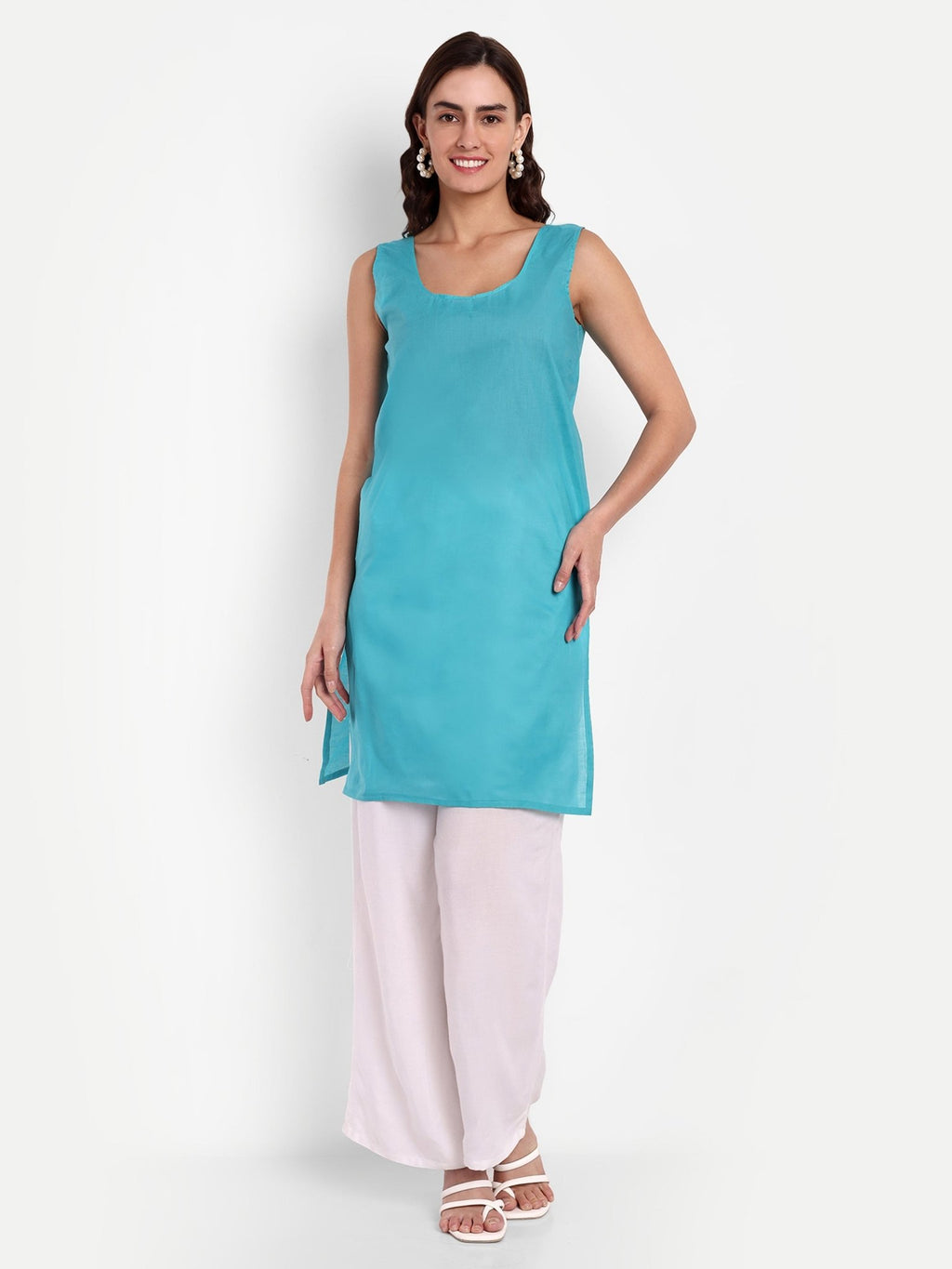 Lucknow Chikankari Hand Embroidered Kurta with Matching Inner, Georgette - Indiankala4u