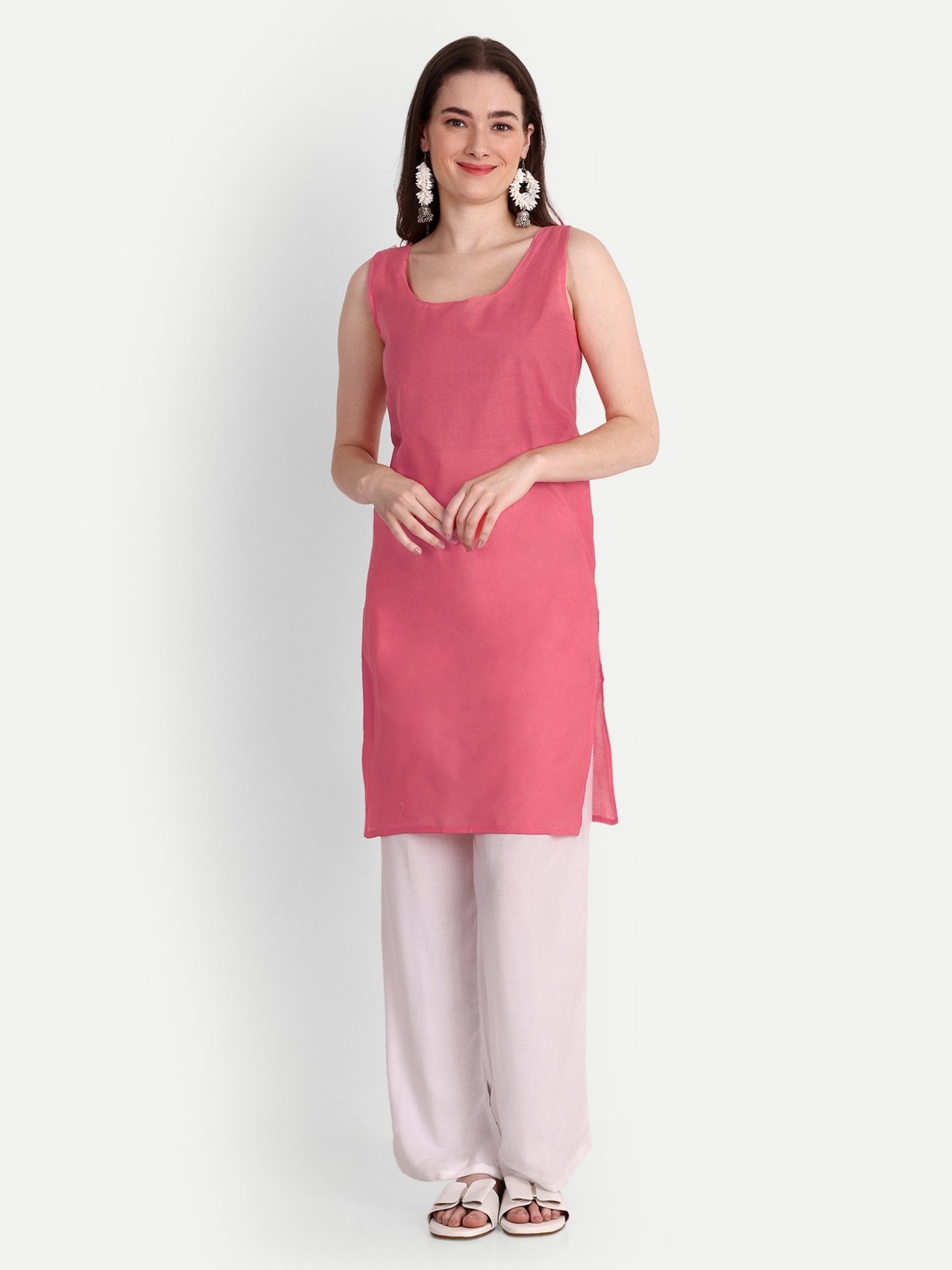 Lucknow Chikankari Hand Embroidered Kurta with Matching Inner, Georgette - Indiankala4u