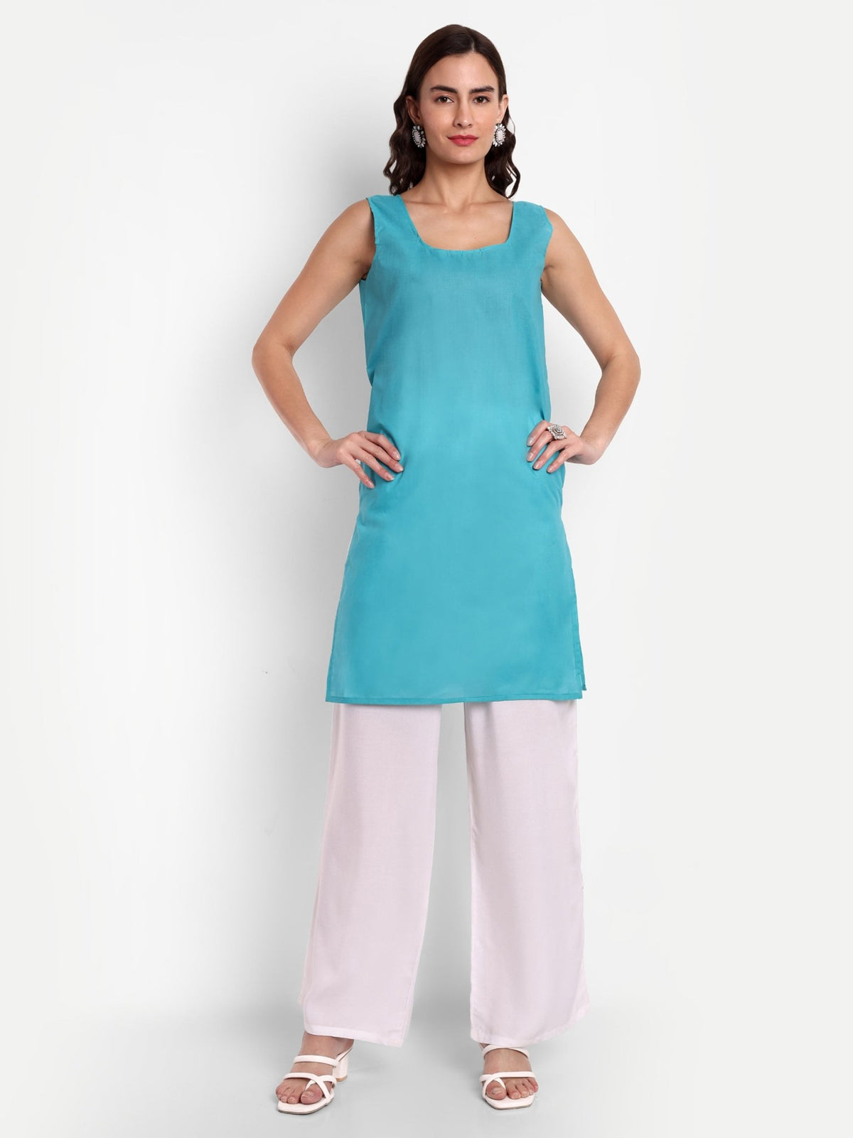 Lucknow Chikankari Hand Embroidered Kurta with Matching Inner, Georgette - Indiankala4u