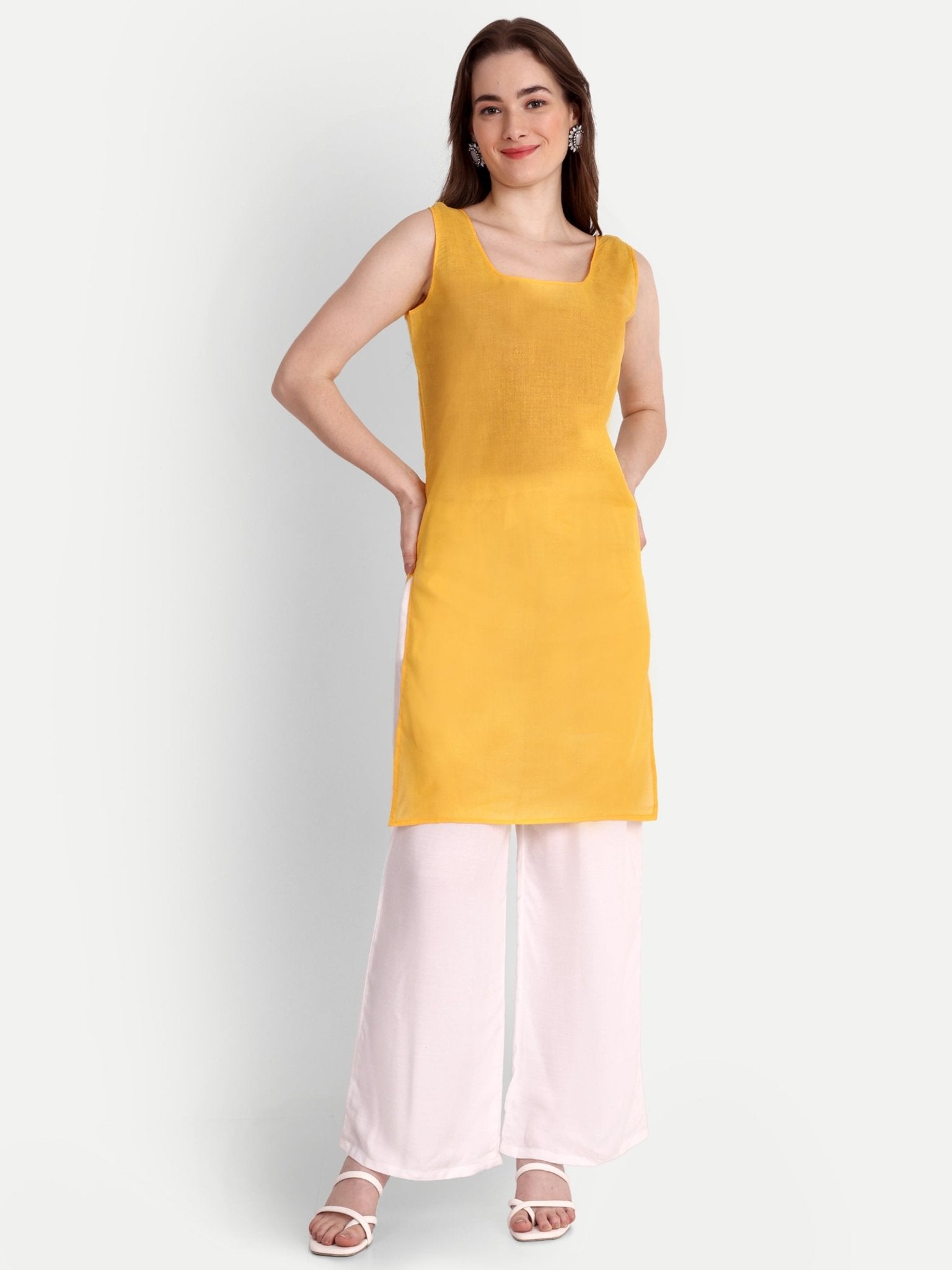 Lucknow Chikankari Hand Embroidered Kurta with Matching Inner, Georgette - Indiankala4u