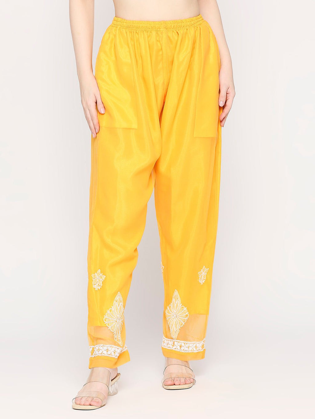 Lucknow Chikankari Hand Embroidered Long Kurta Set and matching slip Mustrad - Indiankala4u