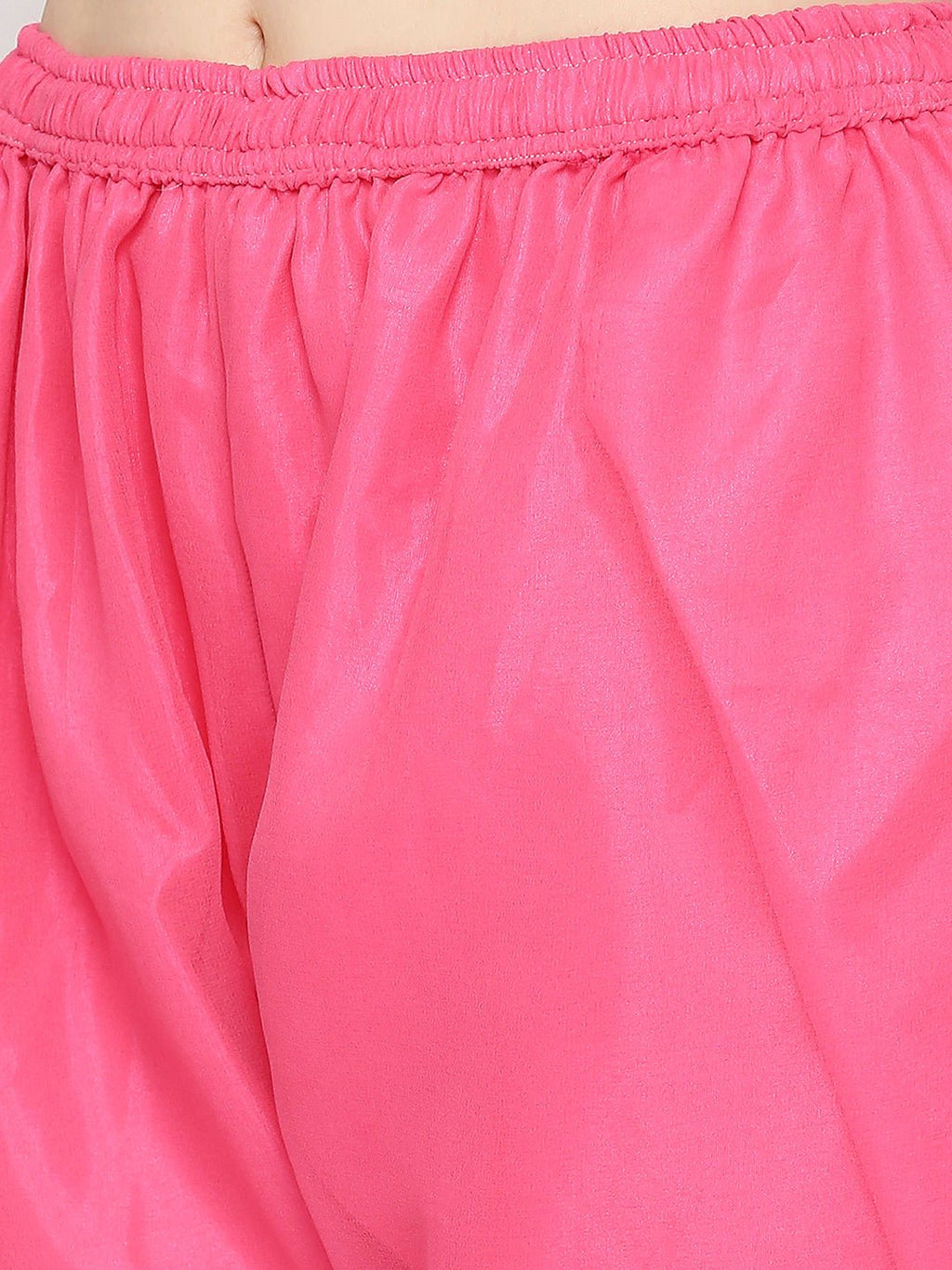 Lucknow Chikankari Hand Embroidered Long Kurta Set and matching slip Pink - Indiankala4u