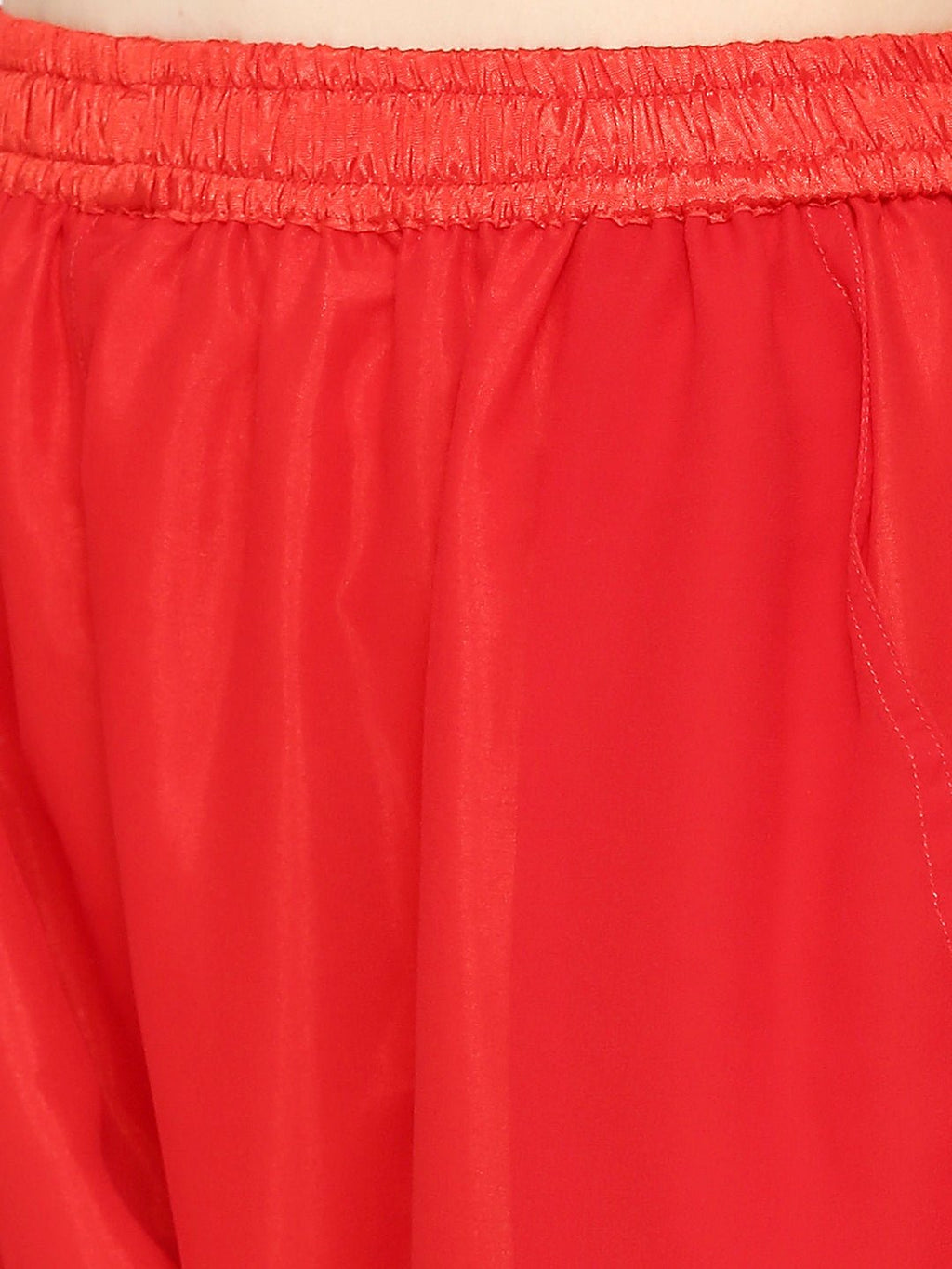 Lucknow Chikankari Hand Embroidered Long Kurta Set and matching slip RED - Indiankala4u