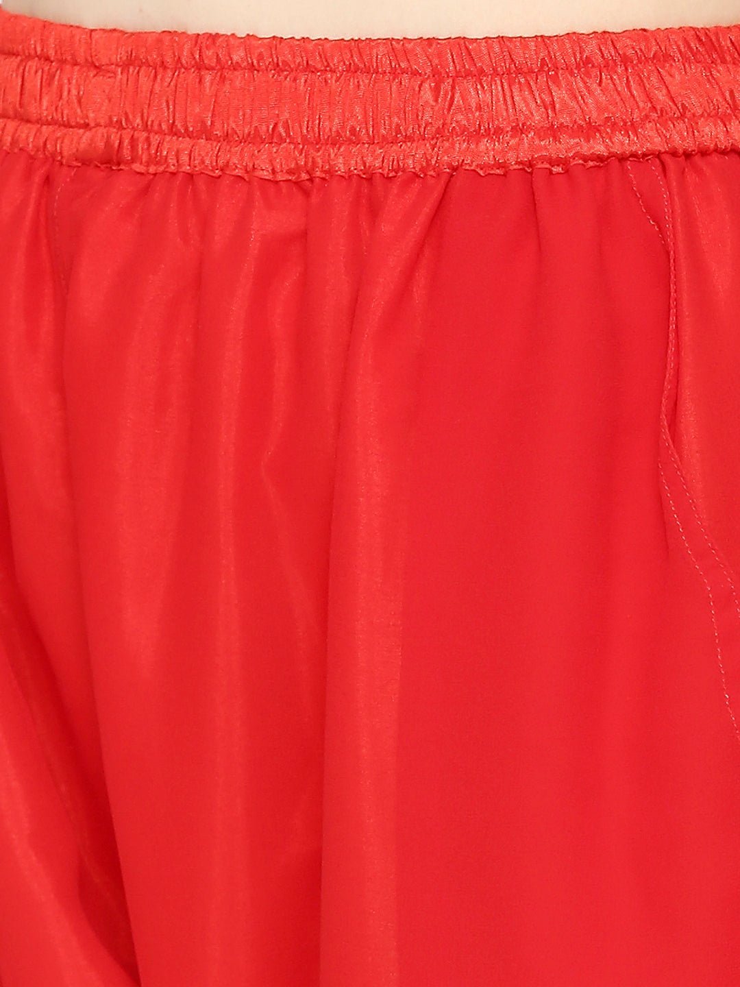 Lucknow Chikankari Hand Embroidered Long Kurta Set and matching slip RED - Indiankala4u