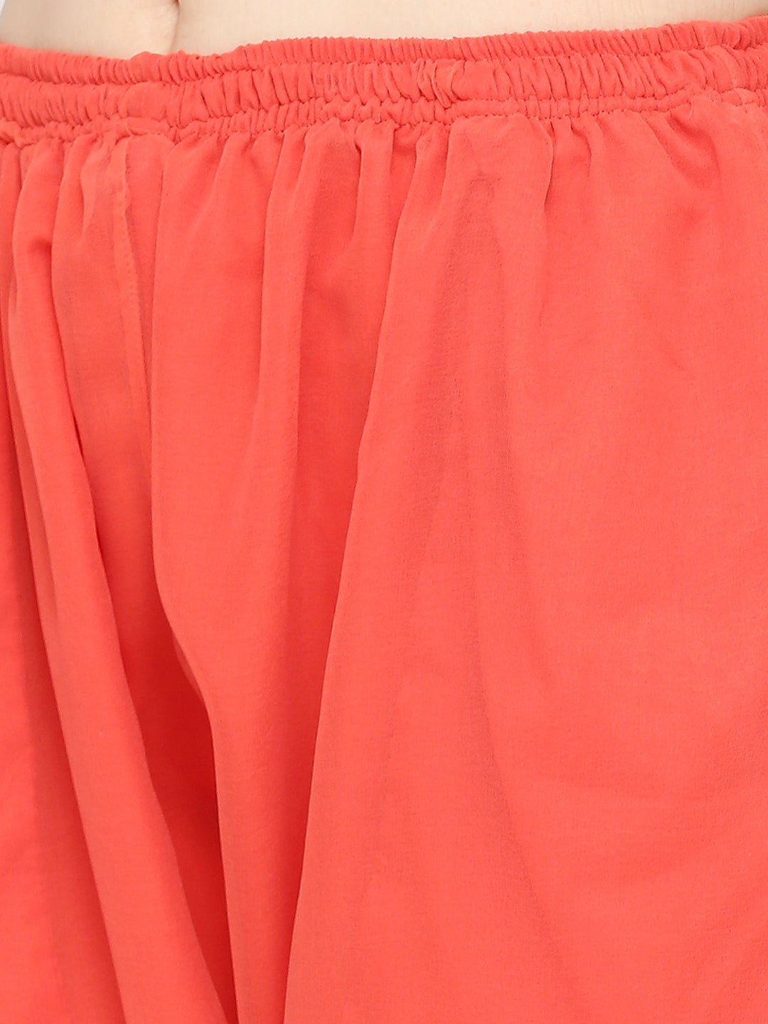 Lucknow Chikankari Hand Embroidered Long Kurta Set and matching slip Ruby Red - Indiankala4u