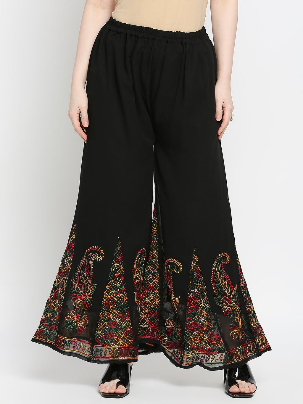 Lucknow Chikankari Hand Embroidered Long Kurta with Sharara Set - Indiankala4u