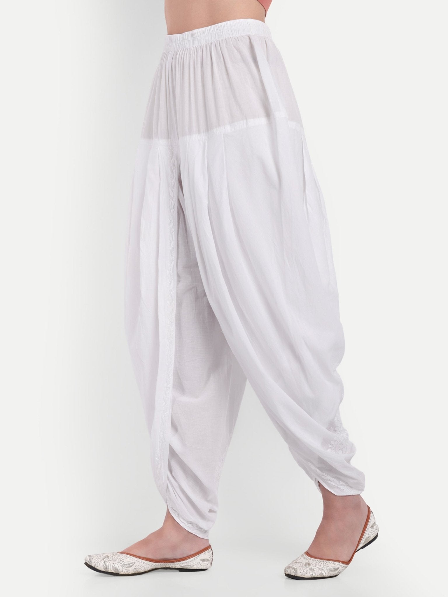 Lucknow Chikankari Hand Embroidered Short Kurti Top Pure Cotton - Indiankala4u