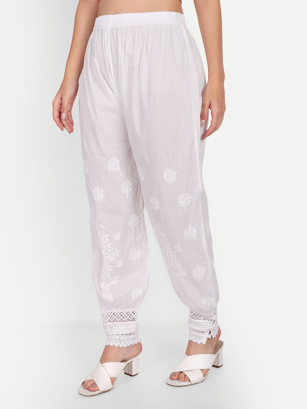 Lucknow Chikankari Palazzo Afgan Pants Salwar - Indiankala4u