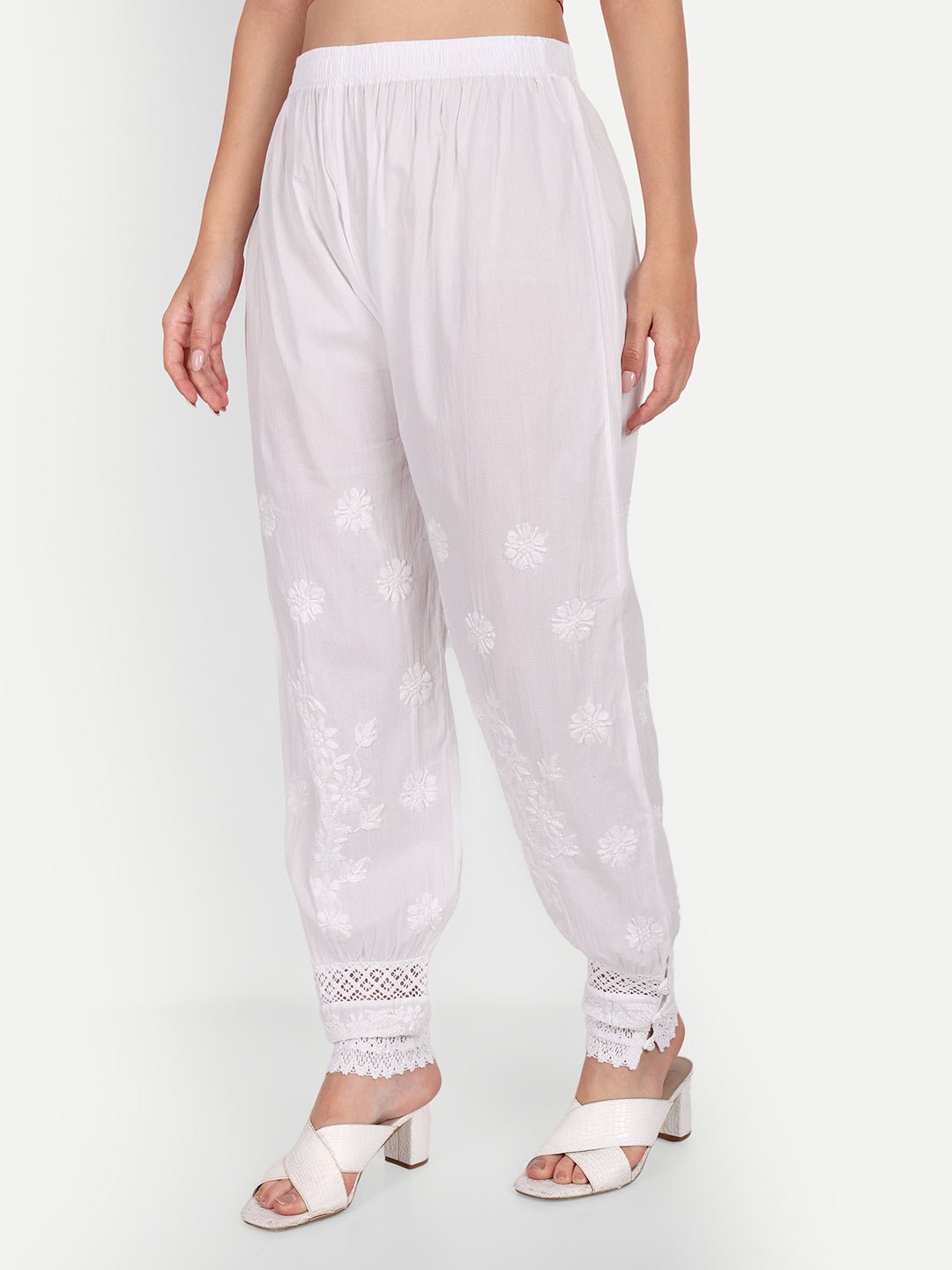 Lucknow Chikankari Palazzo Afgan Pants Salwar - Indiankala4u