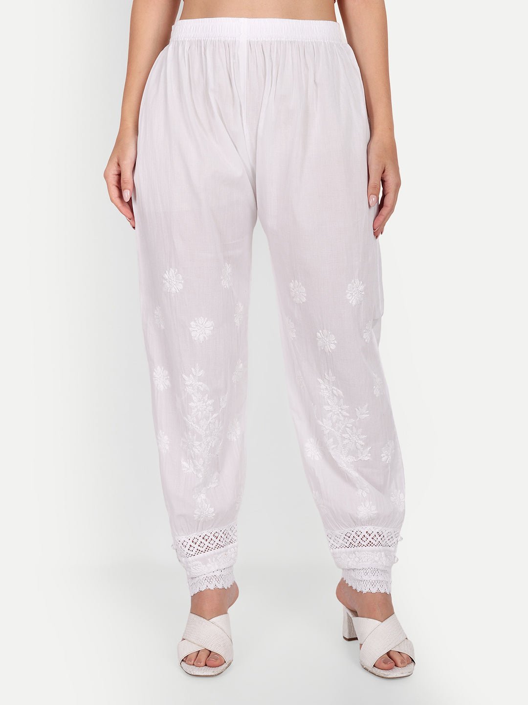 Lucknow Chikankari Palazzo Afgan Pants Salwar - Indiankala4u