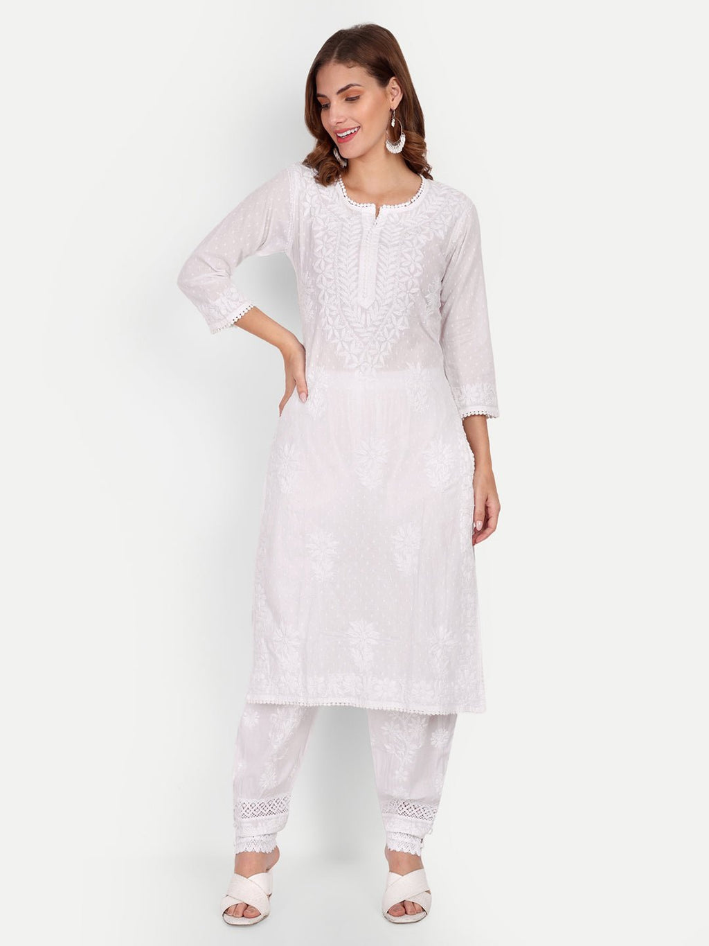 Lucknow Chikankari Palazzo Afgan Pants Salwar - Indiankala4u