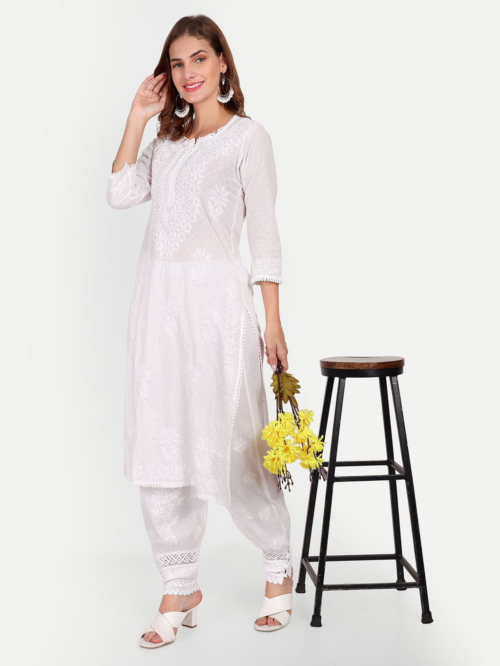 Lucknow Chikankari Palazzo Afgan Pants Salwar - Indiankala4u