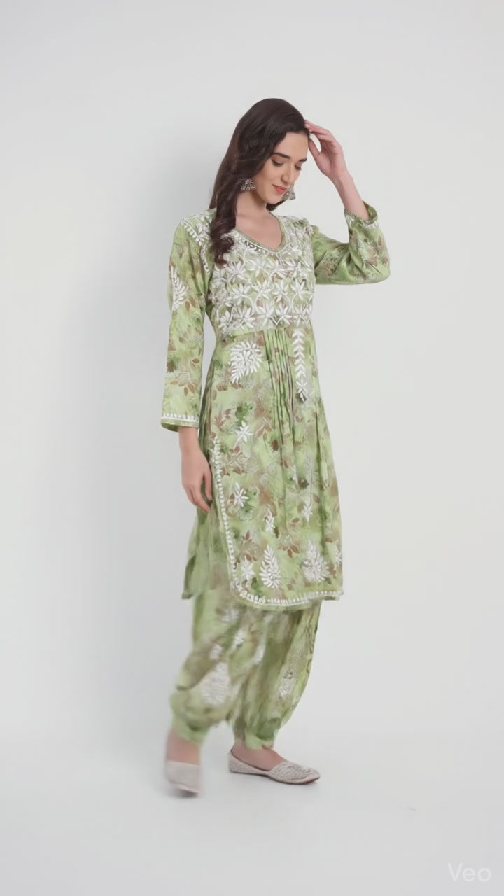 Lucknow Chikankari Hand Embroidered Co ord Set Salwar Suit Set MulMul Cotton