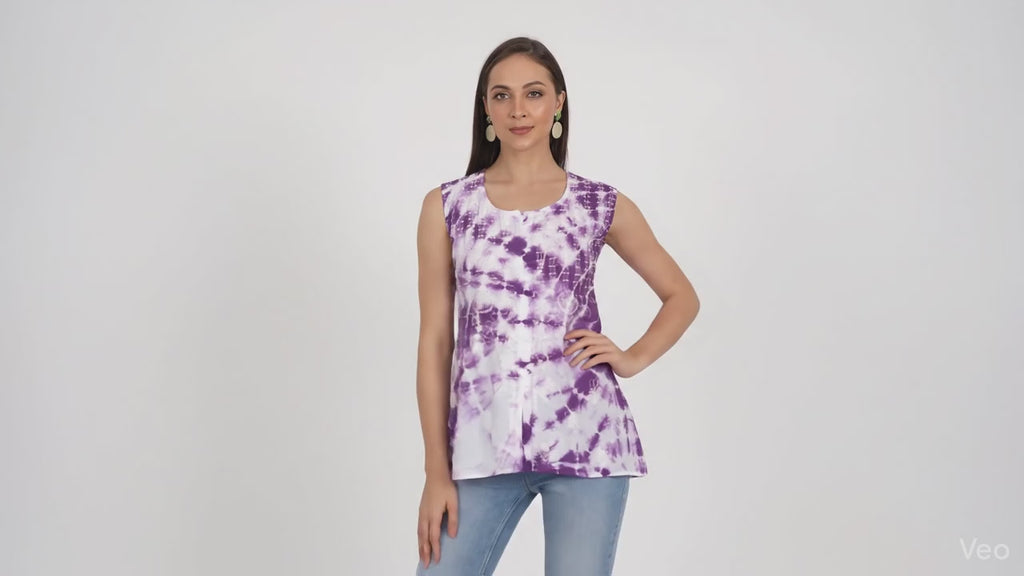 Lucknow Chikankari Hand Embroidered Tie Dye Short Kurtis