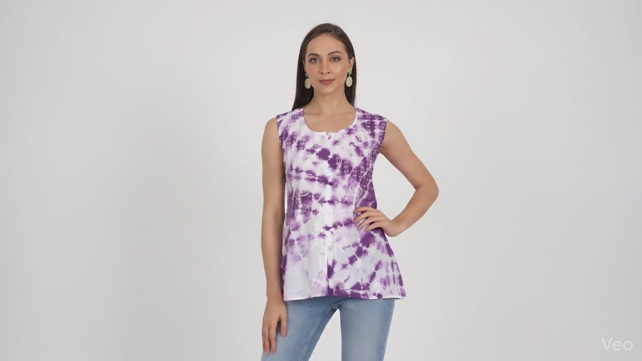 Lucknow Chikankari Hand Embroidered Tie Dye Short Kurtis