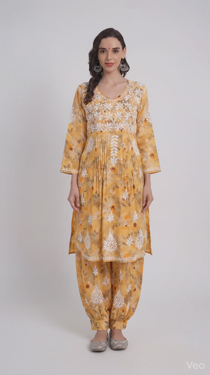 Lucknow Chikankari Hand Embroidered Co ord Set Salwar Suit Set MulMul Cotton