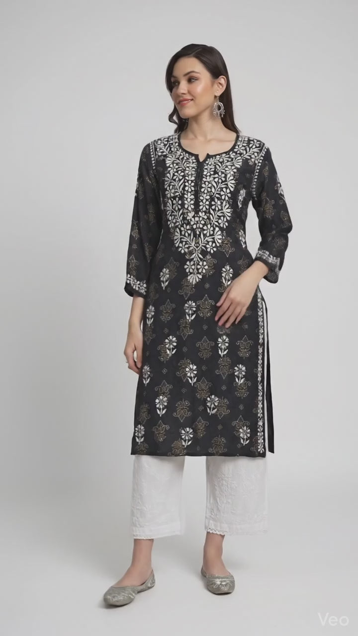 Lucknow Chikankari Hand Embroidered Kurta Muslin