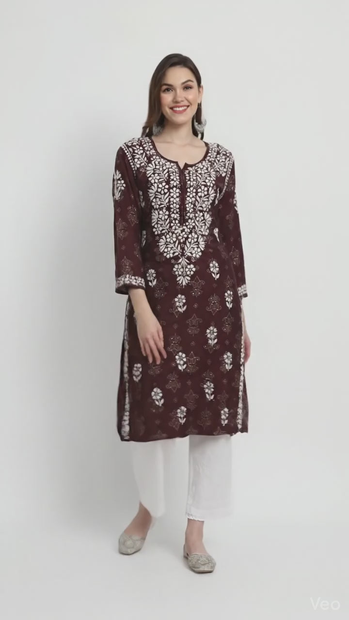 Lucknow Chikankari Hand Embroidered Kurta Muslin
