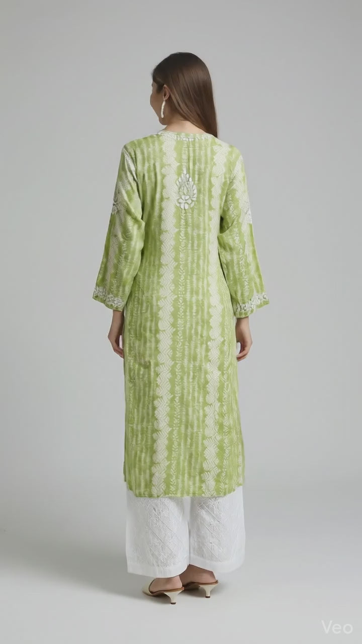 Lucknow Chikankari Hand Embroidered  Nyra cut Kurta