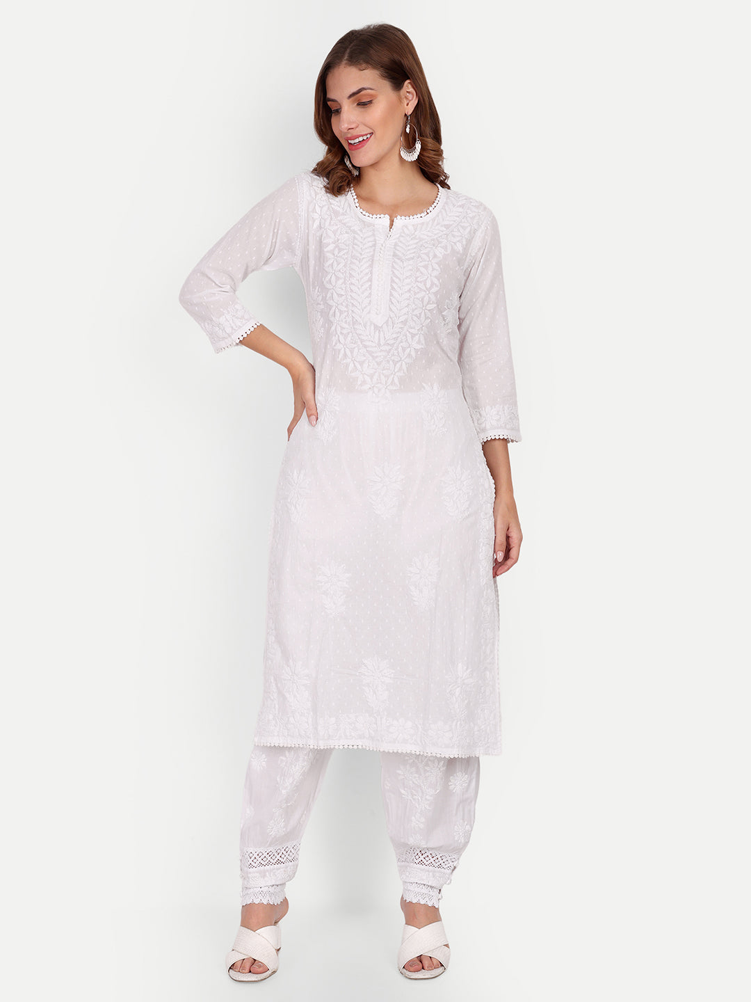 Lucknow Chikankari Hand Embroidered Kurta Cotton