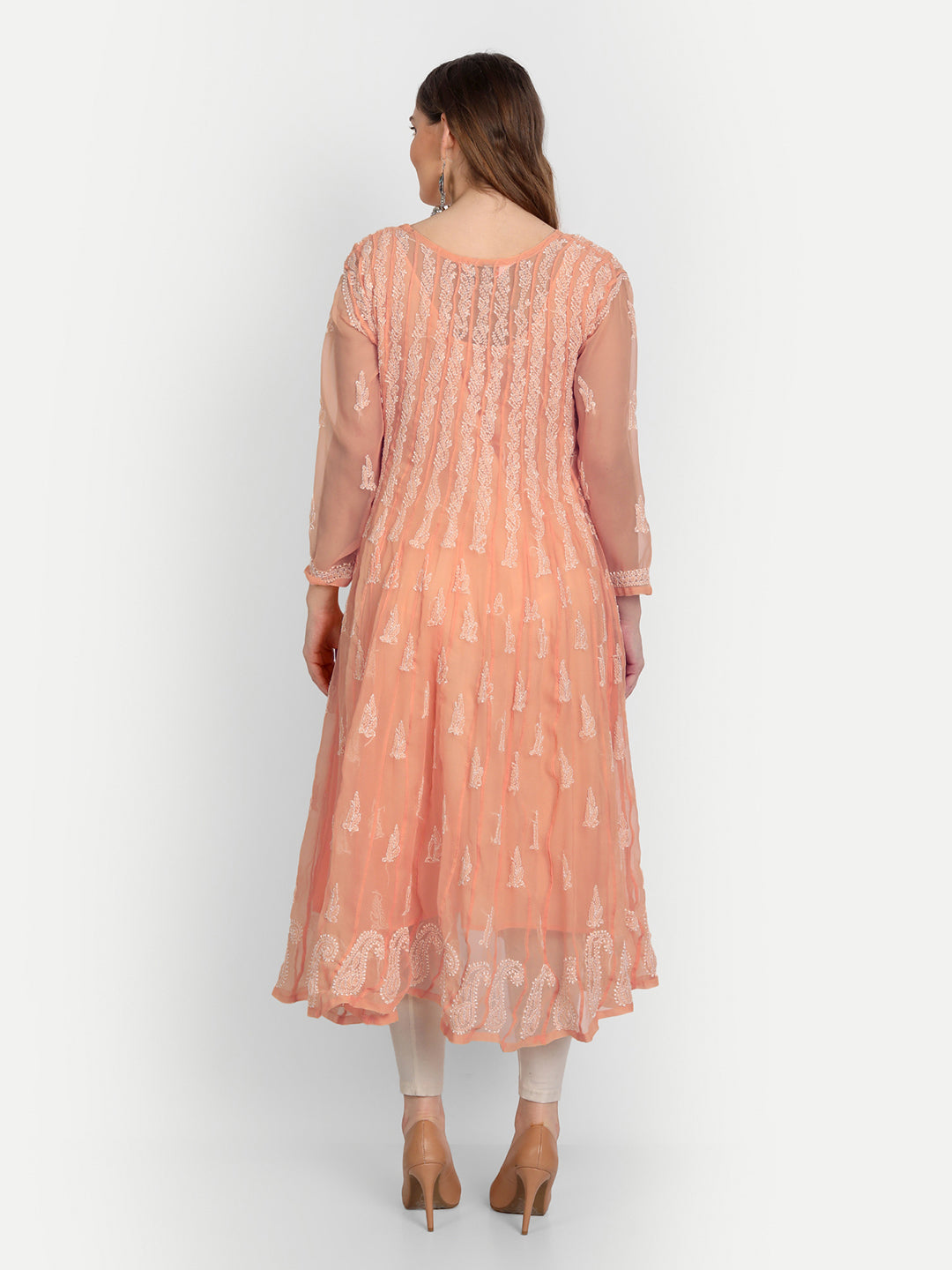 Lucknow Chikankari Hand embroidered 56Kali  Anarkali Kurta