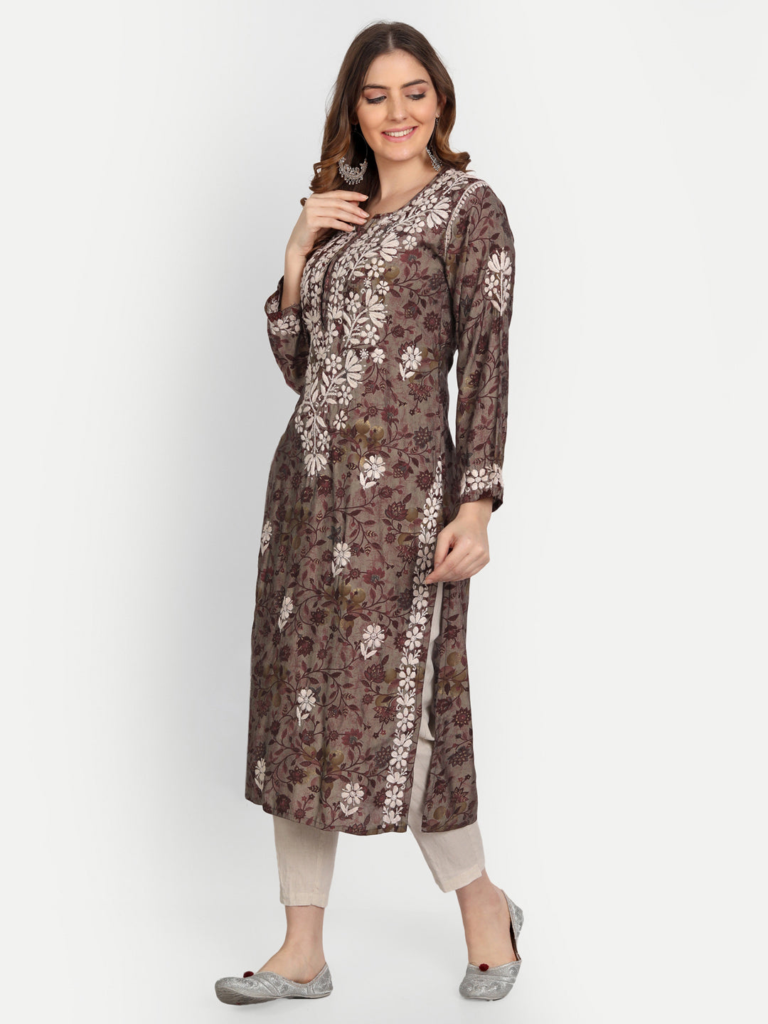 Lucknow Chikankari Hand Embroidered Kurta Muslin