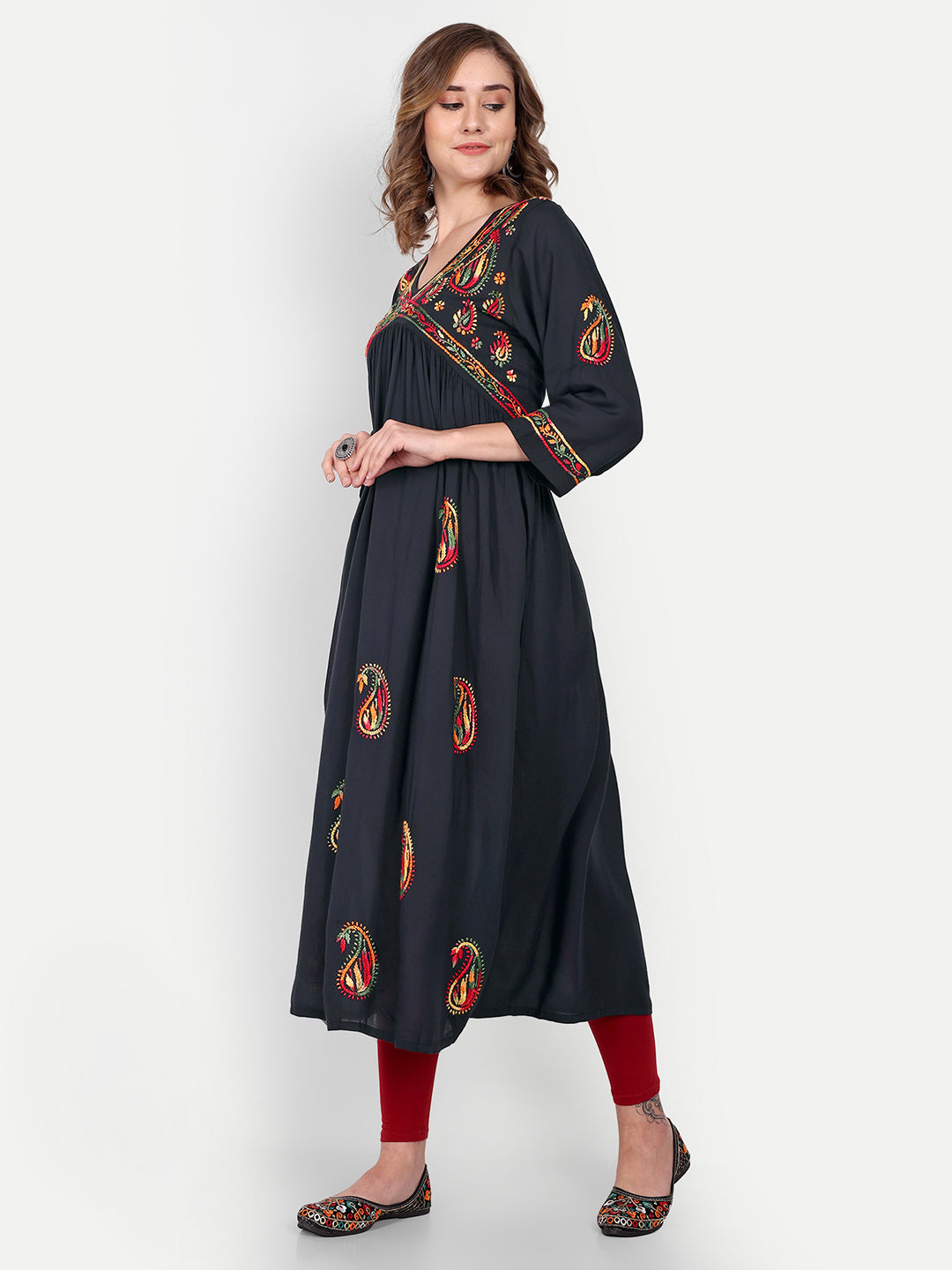 Lucknow Chikankari Hand Embroidered Long kurta for Women  Modal Cotton