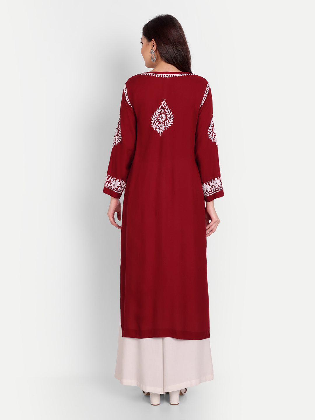 Lucknow Chikankari Hand Embroidered Long kurta for Women  Modal Cotton