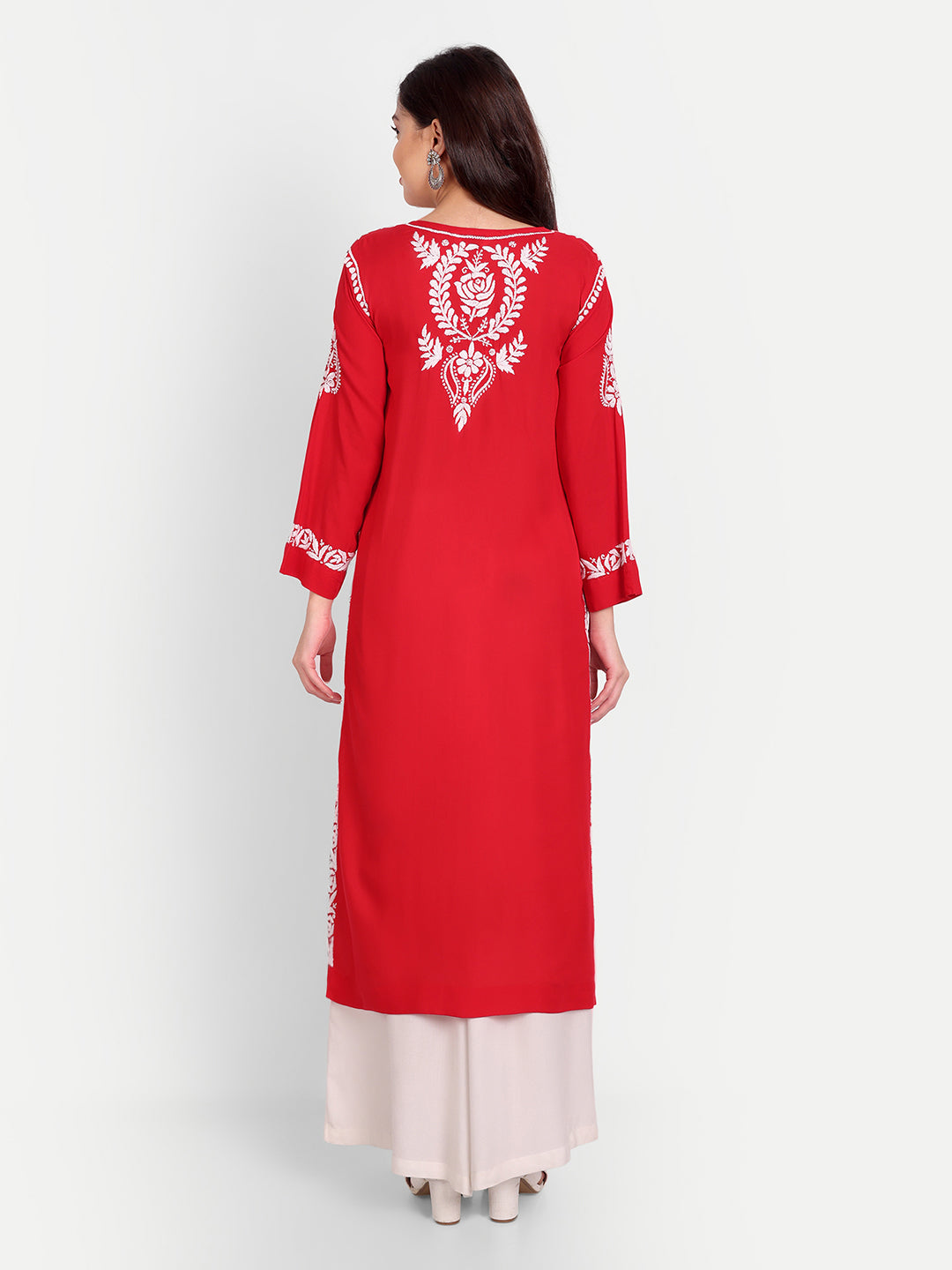 Lucknow Chikankari Hand Embroidered Long kurta  Modal Cotton